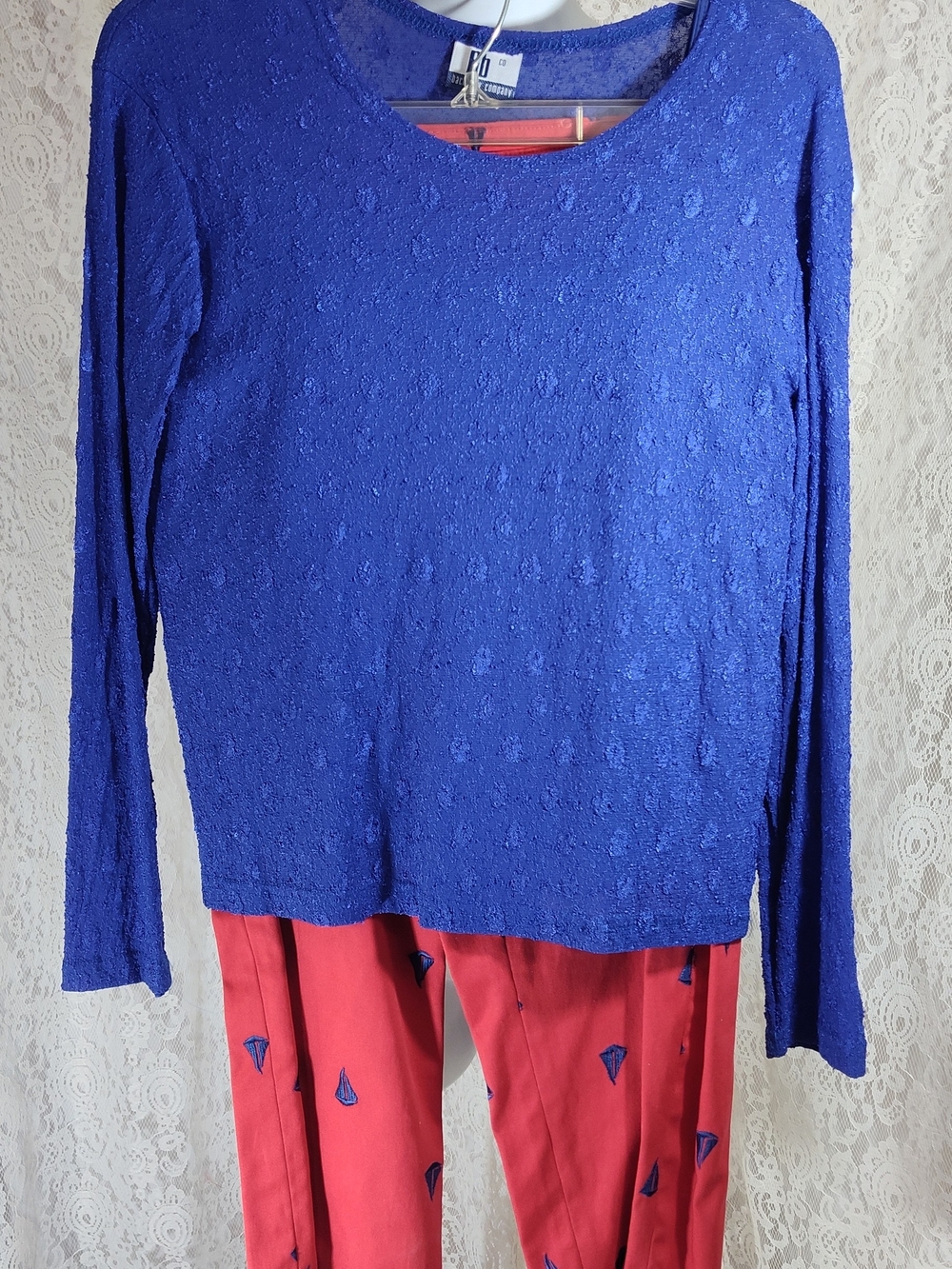 Briggs New York Red Pant Royal Blue Top Set Back Bay
